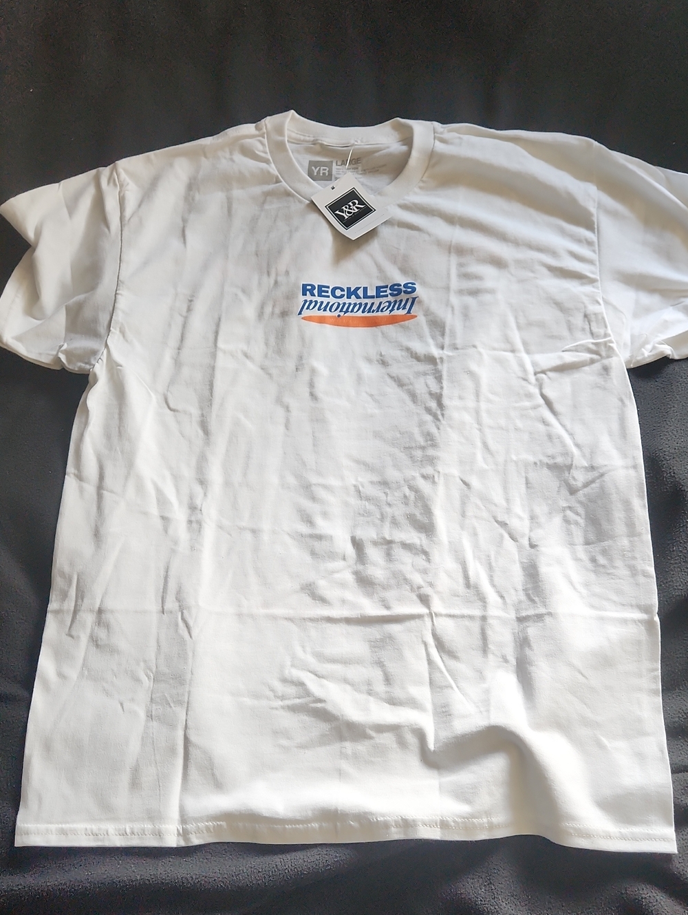 Young & Reckless White Tee with Blue and Orange Logo